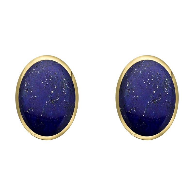 9ct Yellow Gold Lapis Lazuli 8 x 10mm Classic Large Oval Stud Earrings