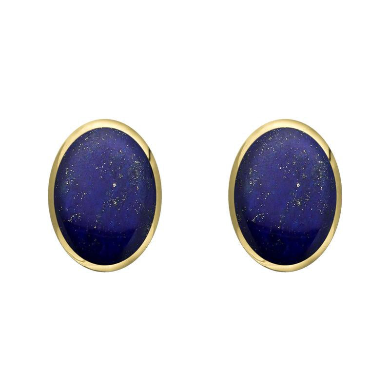 9ct Yellow Gold Lapis Lazuli 8 x 6mm Classic Medium Oval Stud Earrings