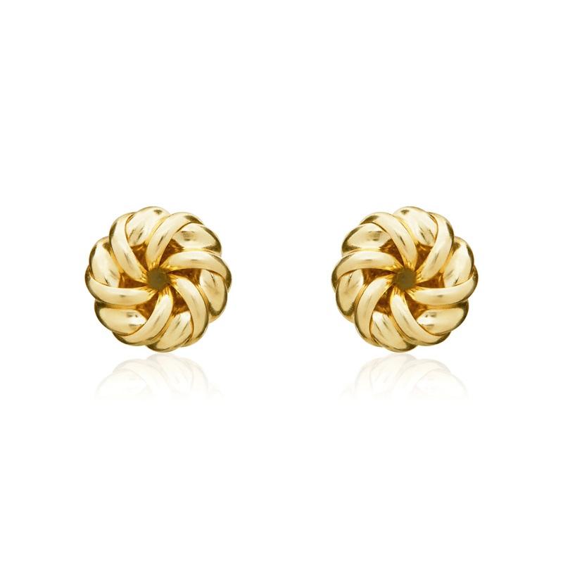 9ct Yellow Gold 6mm Looped Knot Stud Earrings