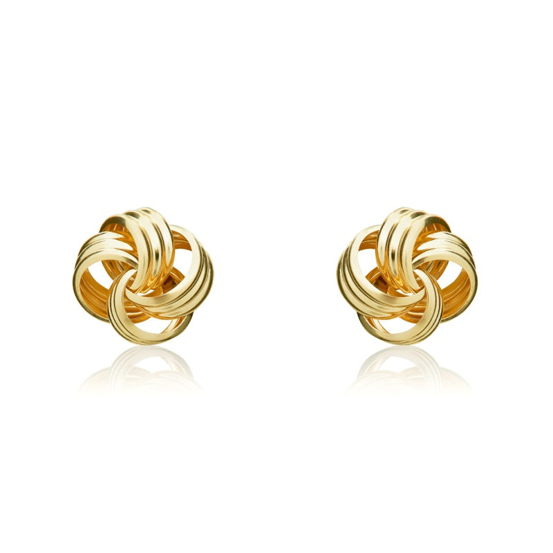 9ct Yellow Gold 9mm Looped Knot Stud Earrings
