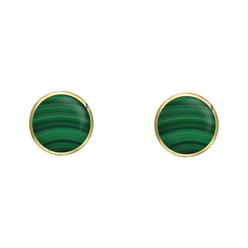9ct Yellow Gold Malachite 4mm Classic Small Round Stud Earrings
