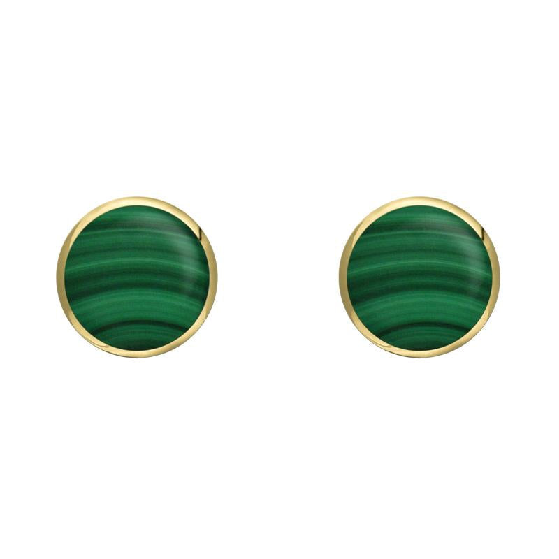 9ct Yellow Gold Malachite 5mm Classic Small Round Stud Earrings