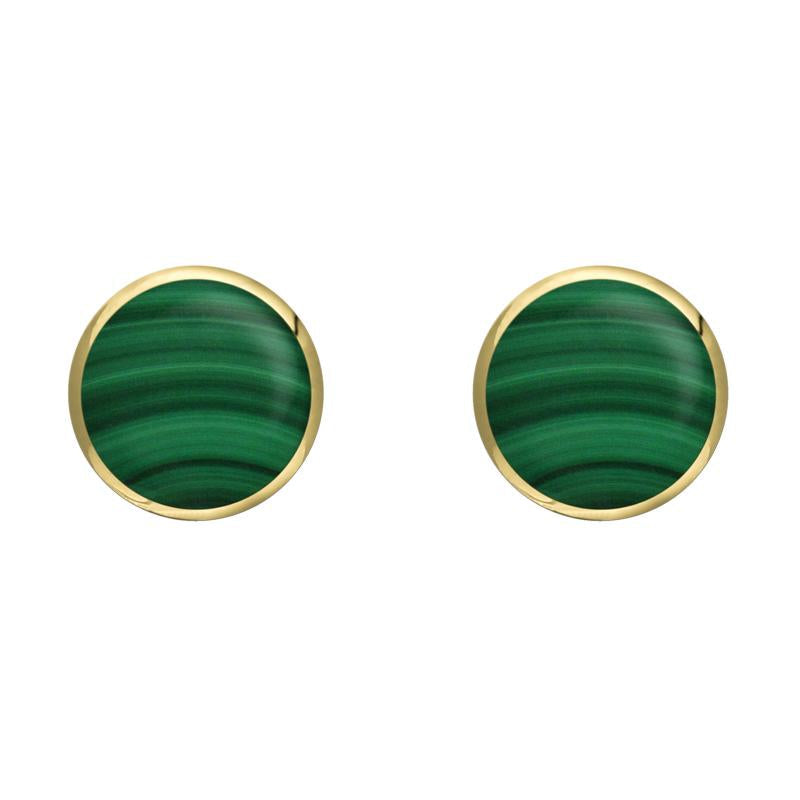 9ct Yellow Gold Malachite 6mm Classic Medium Round Stud Earrings