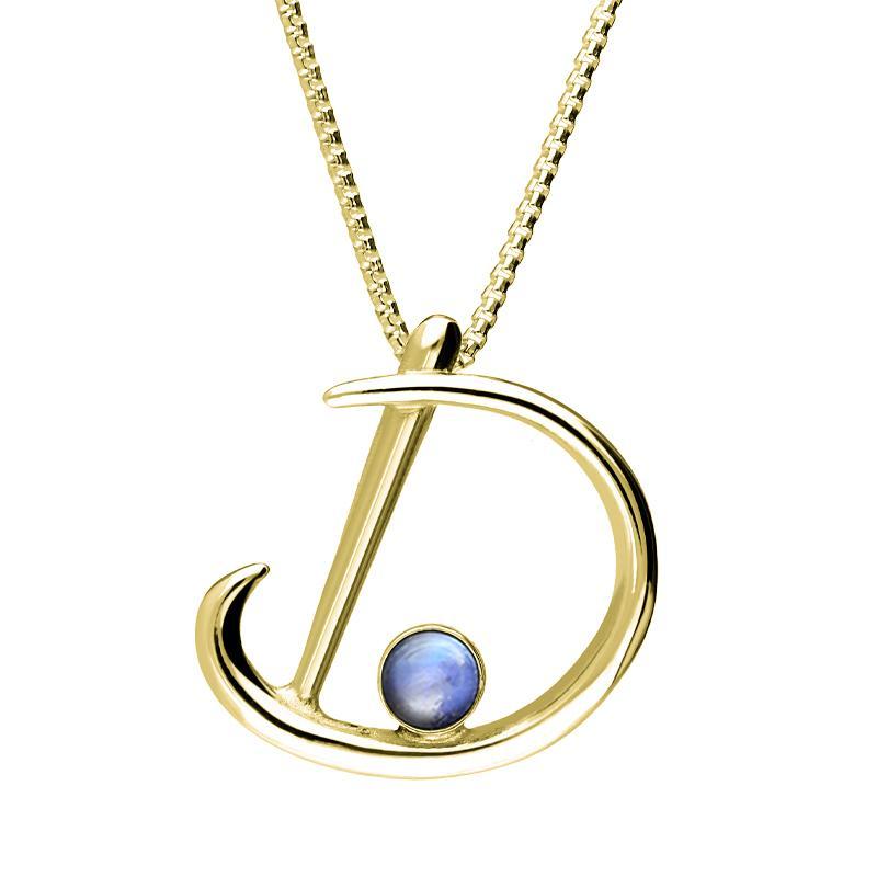 9ct Yellow Gold Moonstone Love Letters Initial D Necklace - Yellow Gold