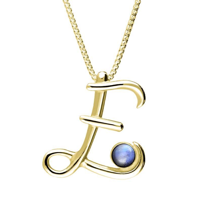 9ct Yellow Gold Moonstone Love Letters Initial E Necklace - Yellow Gold