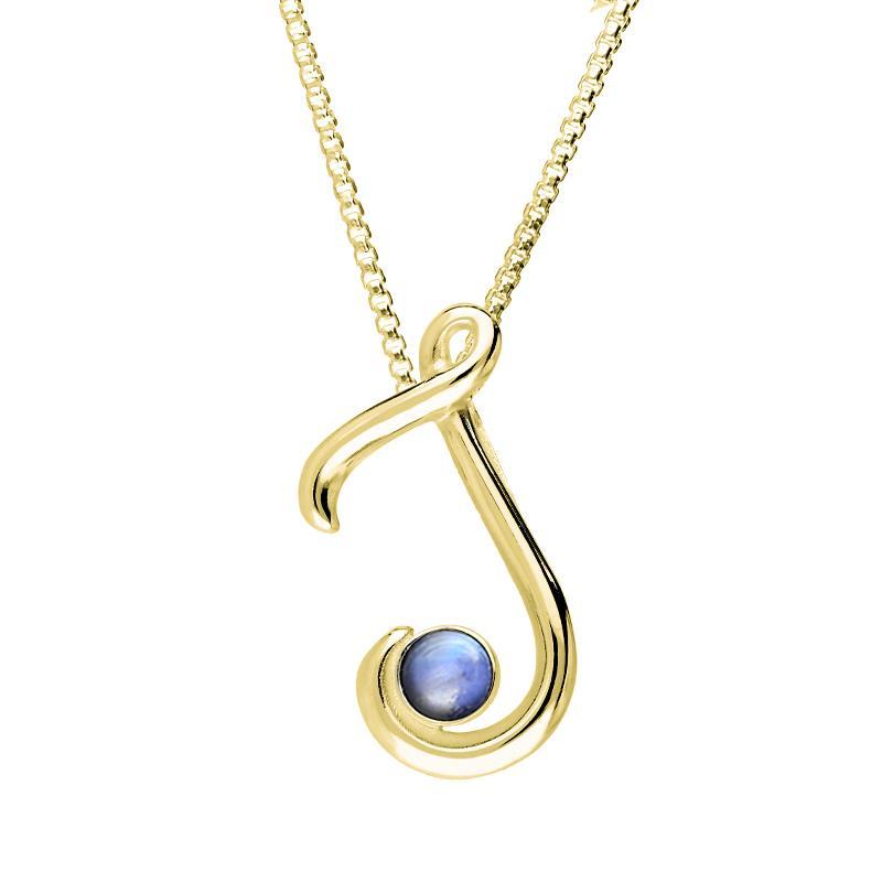 9ct Yellow Gold Moonstone Love Letters Initial J Necklace - Yellow Gold