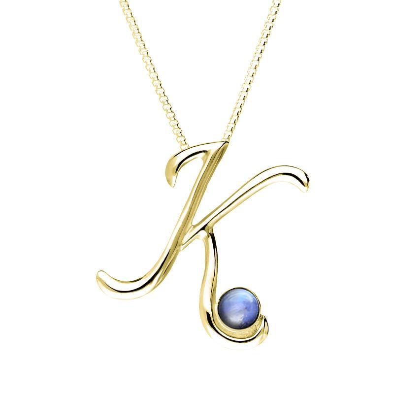 9ct Yellow Gold Moonstone Love Letters Initial K Necklace - Yellow Gold