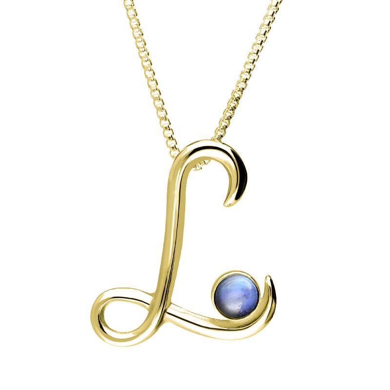 9ct Yellow Gold Moonstone Love Letters Initial L Necklace - Yellow Gold