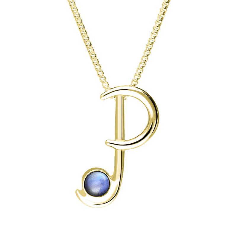 9ct Yellow Gold Moonstone Love Letters Initial P Necklace - Yellow Gold