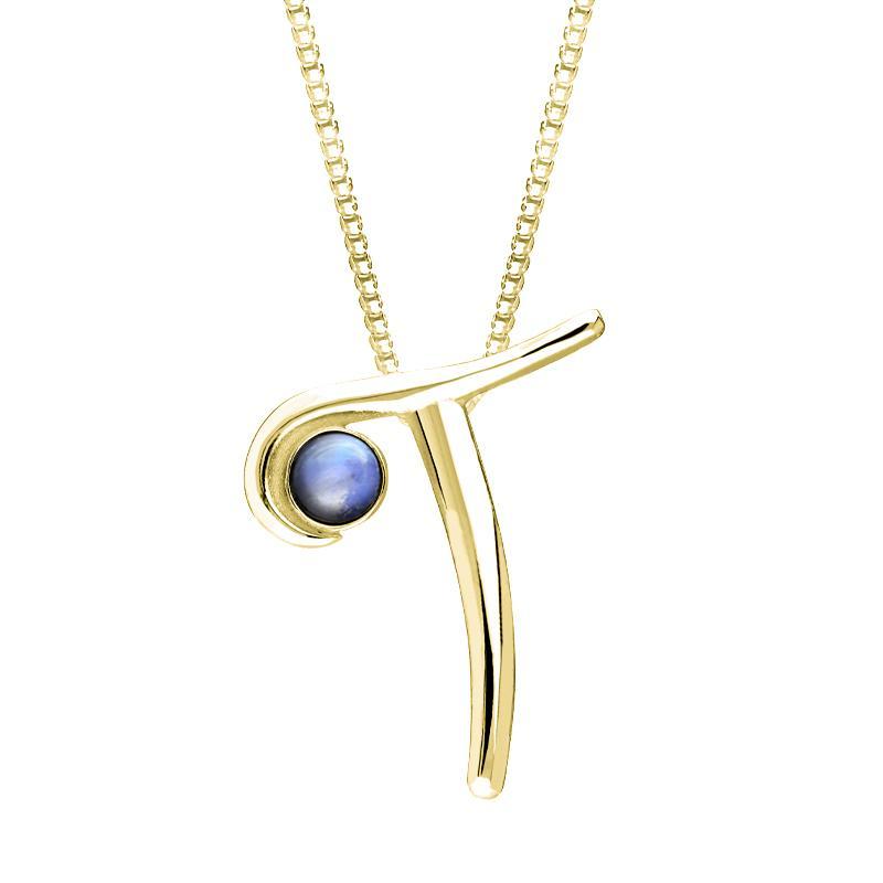 9ct Yellow Gold Moonstone Love Letters Initial T Necklace - Yellow Gold