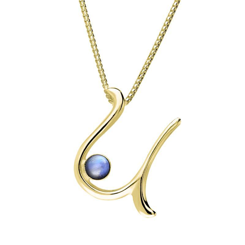 9ct Yellow Gold Moonstone Love Letters Initial U Necklace - Yellow Gold