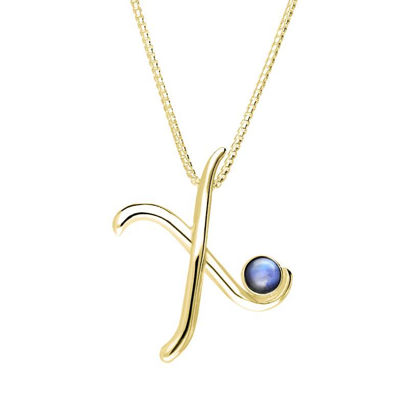9ct Yellow Gold Moonstone Love Letters Initial X Necklace - Yellow Gold