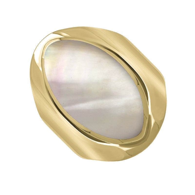 9ct Yellow Gold Mother of Pearl Medium Oval Ring - Option1 Value Yellow Gold