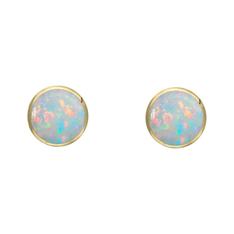 9ct Yellow Gold Opal 4mm Classic Small Round Stud Earrings