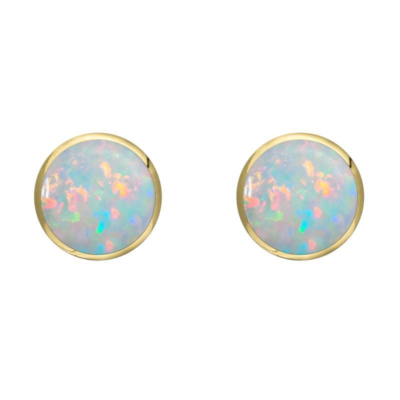 9ct Yellow Gold Opal 6mm Classic Medium Round Stud Earrings