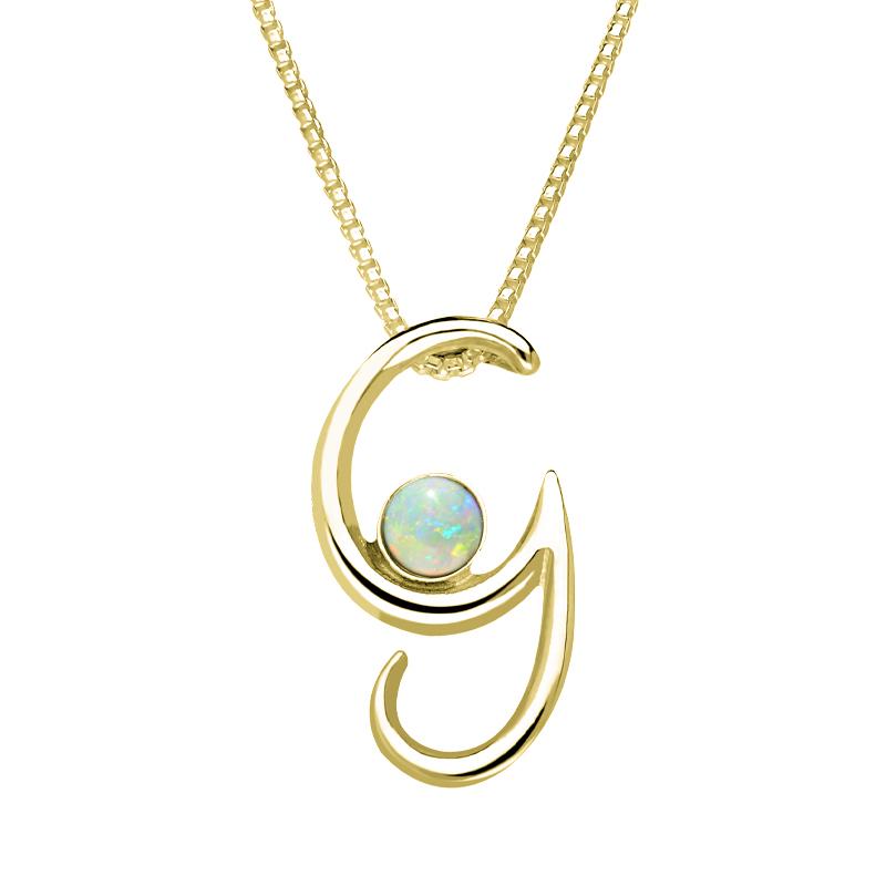 9ct Yellow Gold Opal Love Letters Initial G Necklace - Yellow Gold