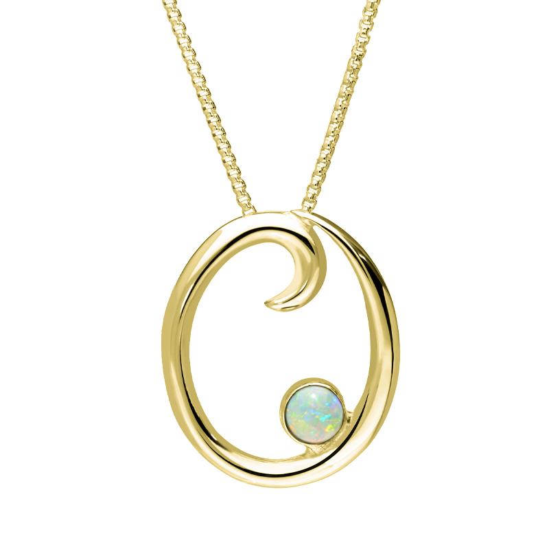9ct Yellow Gold Opal Love Letters Initial O Necklace - Yellow Gold