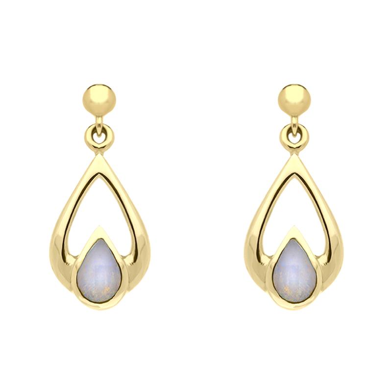 9ct Yellow Gold Opal Pear Tear Drop Earrings - Yellow Gold