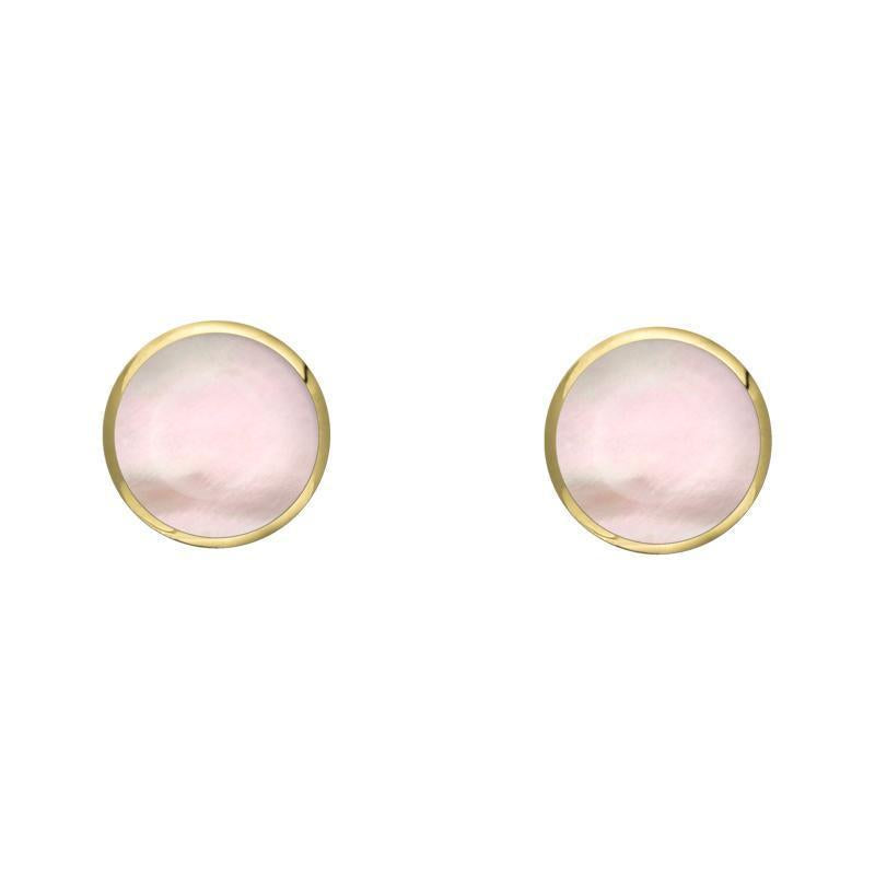 9ct Yellow Gold Pink Mother of Pearl 4mm Classic Small Round Stud Earrings