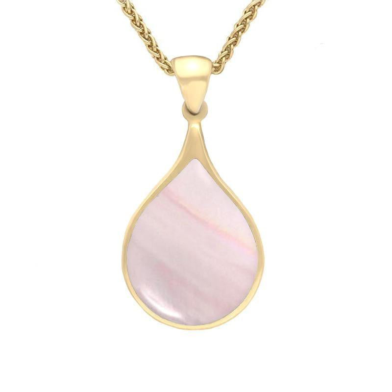 9ct Yellow Gold Pink Mother of Pearl Balloon Shaped Necklace