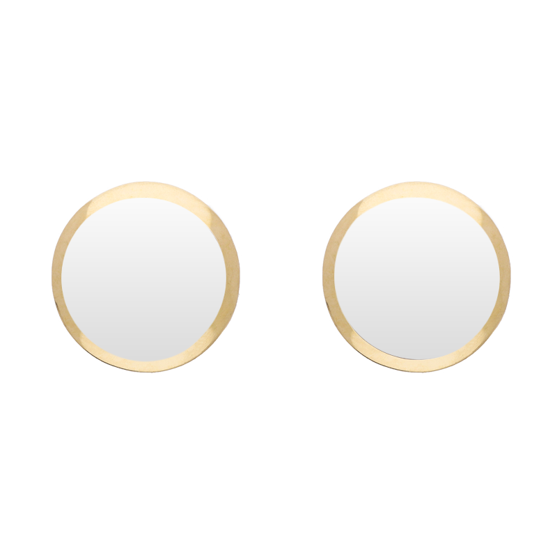 9ct Yellow Gold Sterling Silver Bauxite Stepping Stones Round Stud Earrings
