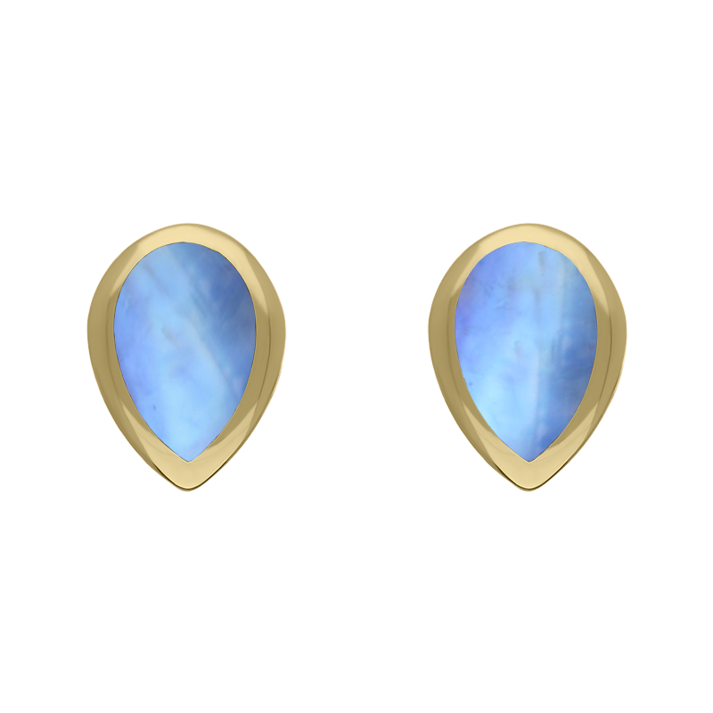 9ct Yellow Gold Sterling Silver Moonstone Stepping Stones 5x7mm Pear Stud Earrings