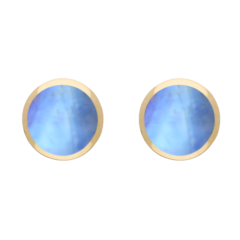 9ct Yellow Gold Sterling Silver Moonstone Stepping Stones Round Stud Earrings