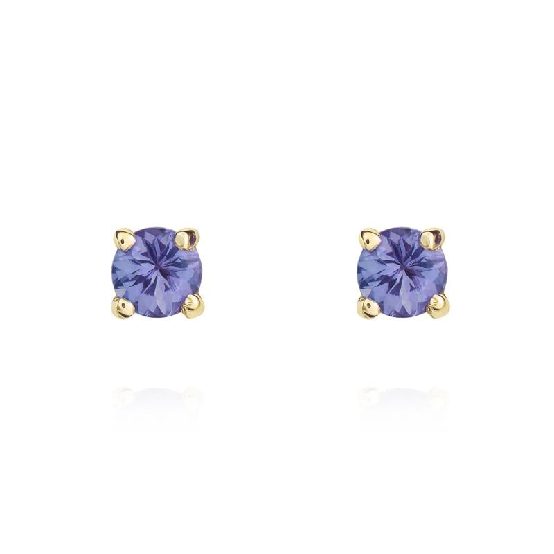 9ct Yellow Gold Tanzanite 3mm Round Claw Set Stud Earrings