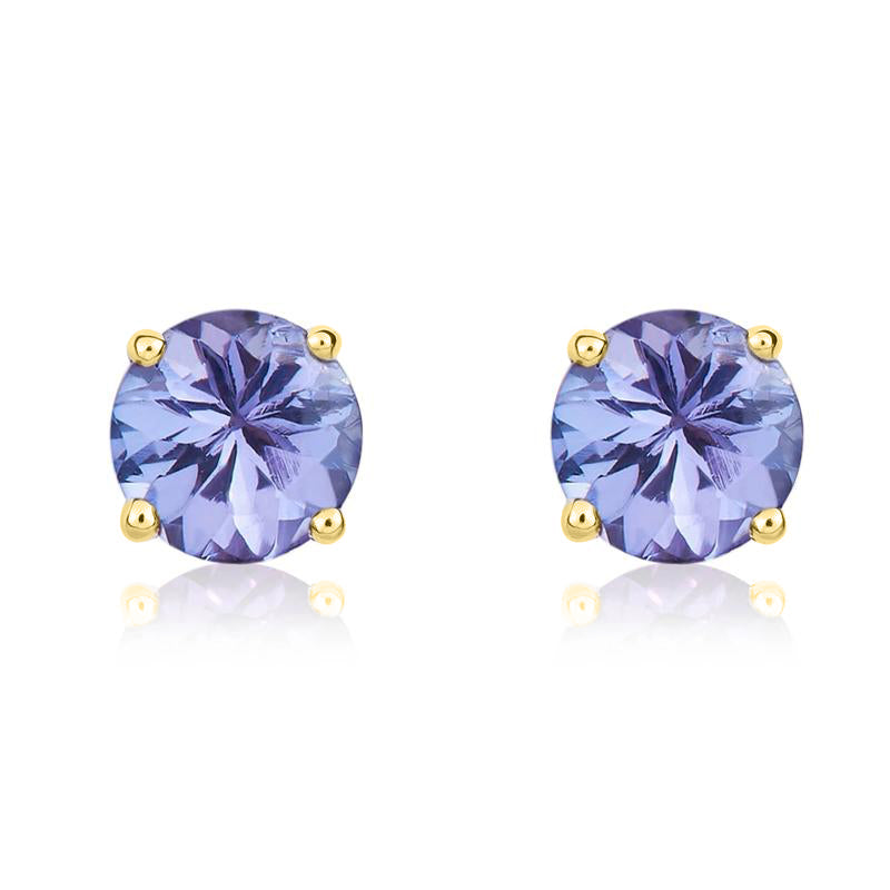 9ct Yellow Gold Tanzanite 5mm Round Claw Set Stud Earrings