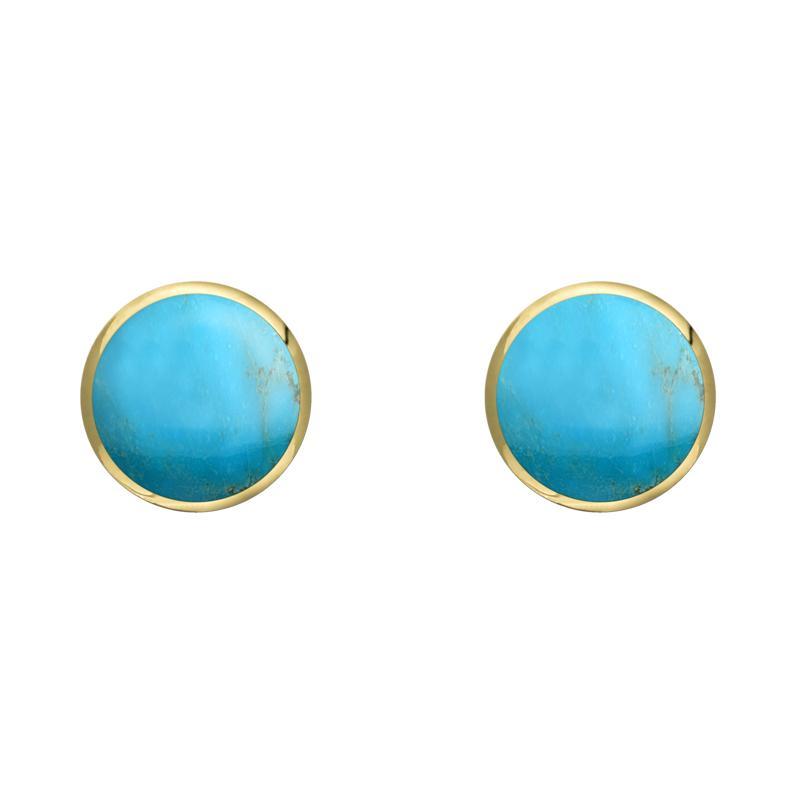 9ct Yellow Gold Turquoise 5mm Classic Small Round Stud Earrings