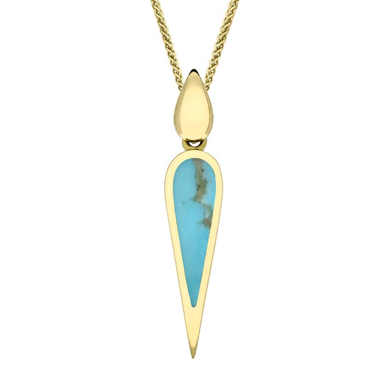 9ct Yellow Gold Turquoise Toscana Slim Pear Drop Necklace - Yellow Gold