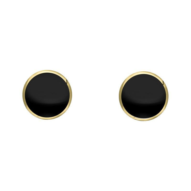 9ct Yellow Gold Whitby Jet 4mm Classic Small Round Stud Earrings