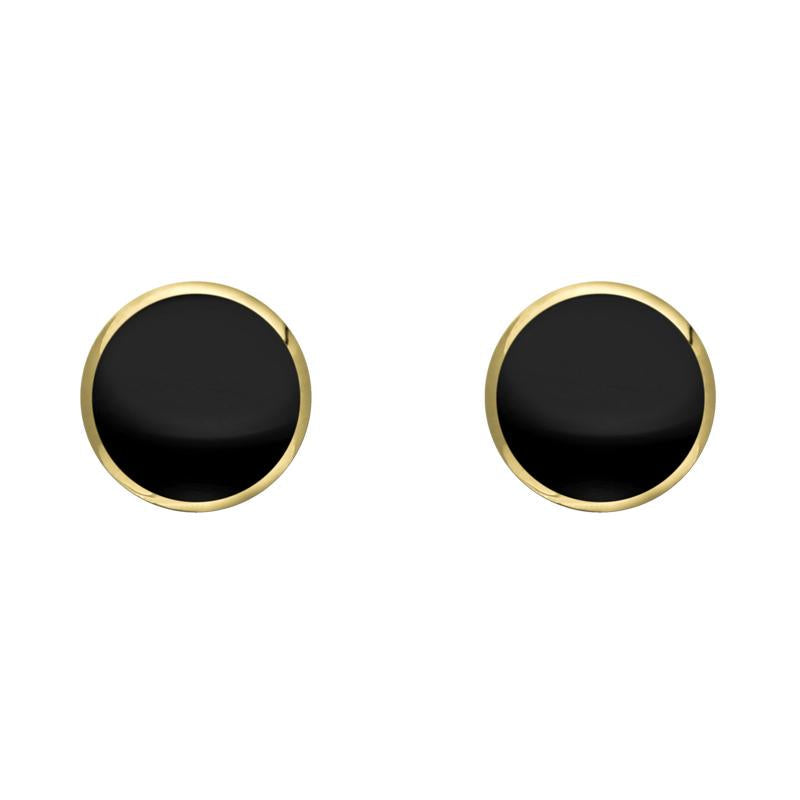 9ct Yellow Gold Whitby Jet 5mm Classic Small Round Stud Earrings