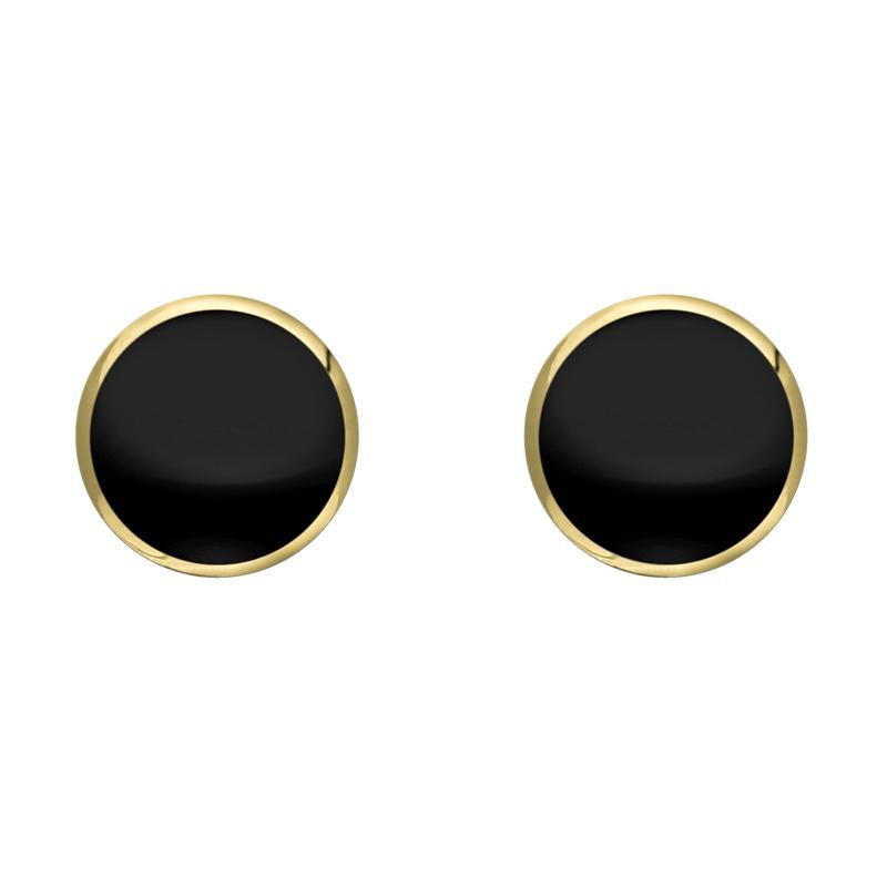 9ct Yellow Gold Whitby Jet 6mm Classic Medium Round Stud Earrings