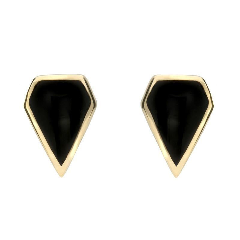 9ct Yellow Gold Whitby Jet Kite Stud Earrings - Option1 Value Yellow Gold