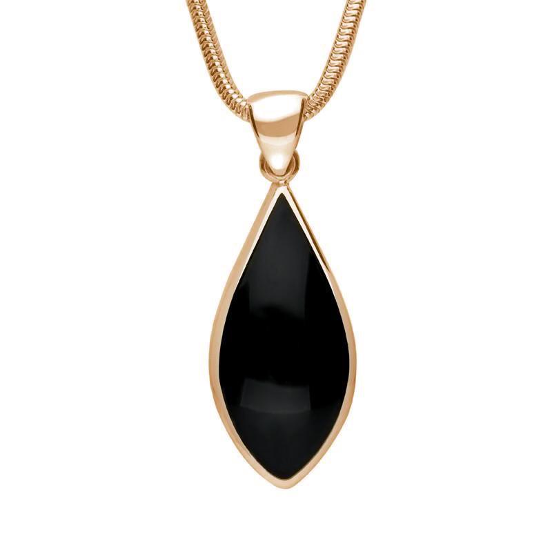 9ct Rose Gold Whitby Jet Pointed Pear Necklace - Rose Gold