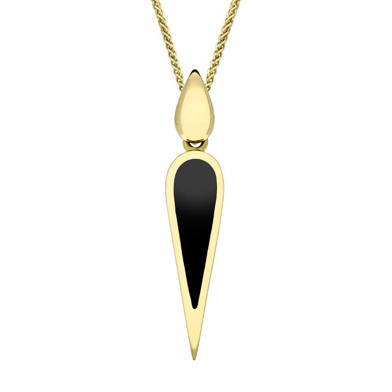 9ct Yellow Gold Whitby Jet Toscana Slim Pear Drop Necklace - Yellow Gold