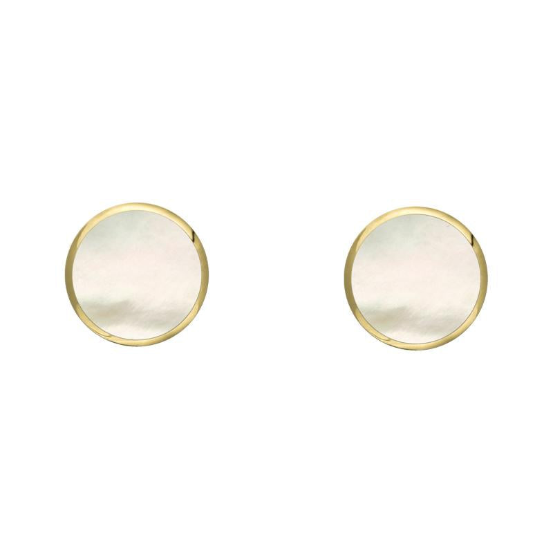 9ct Yellow Gold White Mother of Pearl 4mm Classic Small Round Stud Earrings