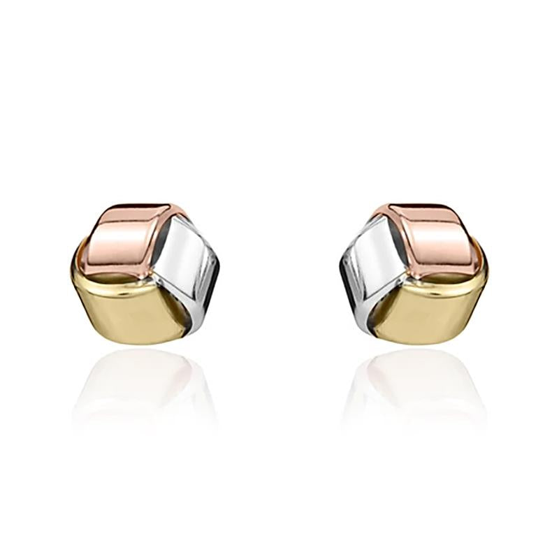 9ct Yellow Rose and White Gold 9mm Looped Knot Stud Earrings