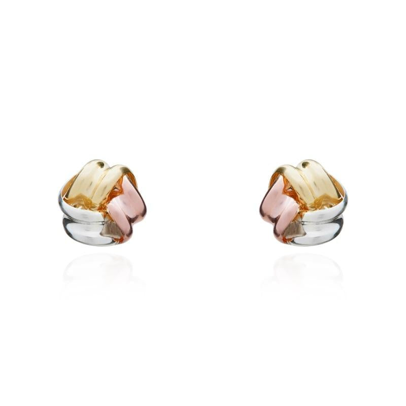 9ct Yellow Rose and White Gold 4.5mm Looped Knot Stud Earrings