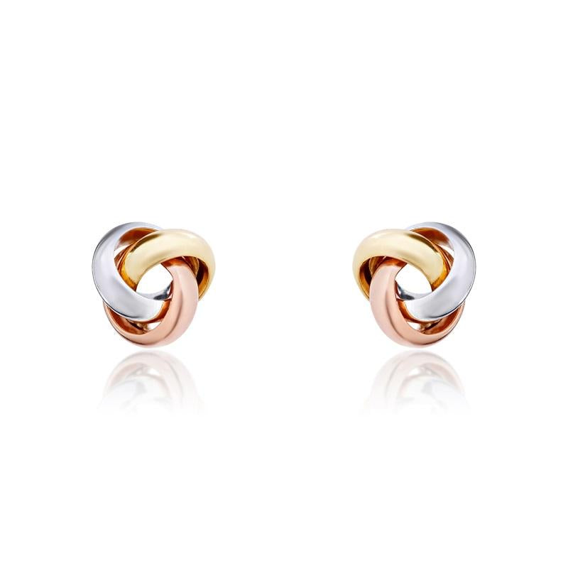 9ct Yellow Rose and White Gold 6mm Looped Knot Stud Earrings