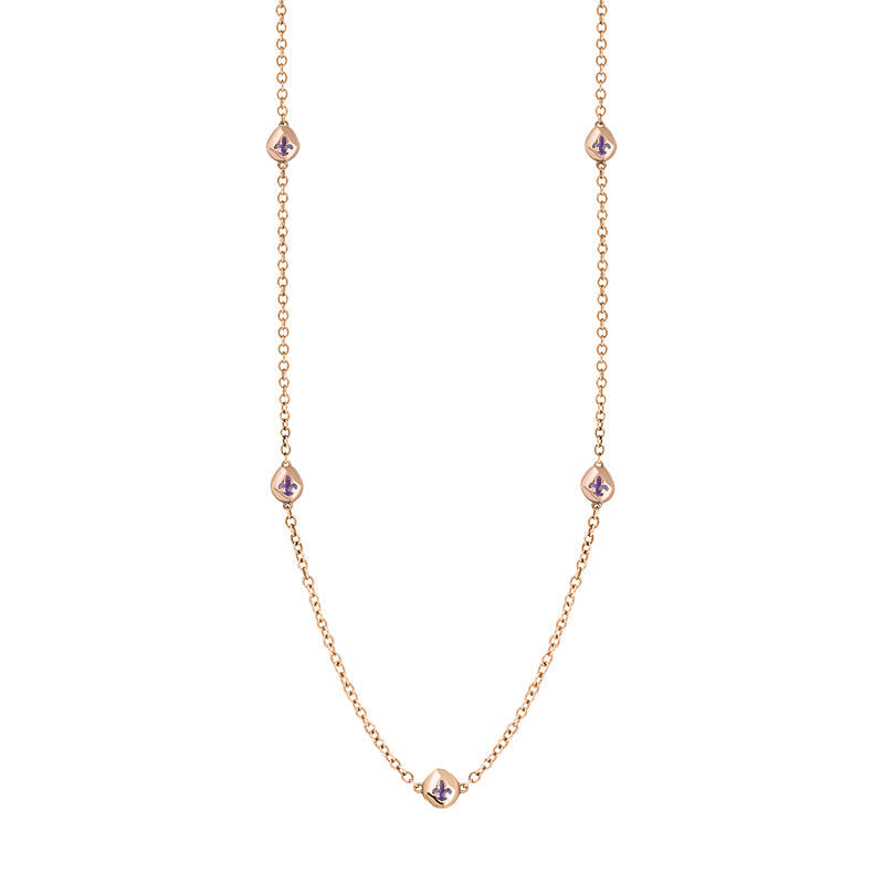 9ct Rose Gold Blue John Fleur De Lis Link Disc Chain Necklace - Option1 Value Rose Gold