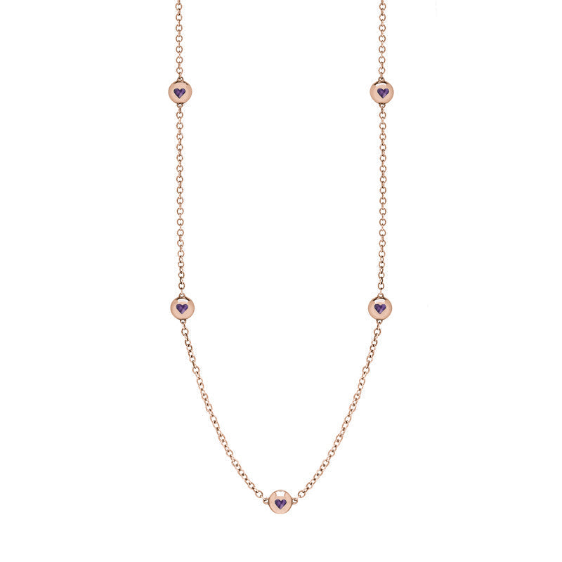 9ct Rose Gold Blue John Heart Link Disc Chain Necklace - Option1 Value Rose Gold