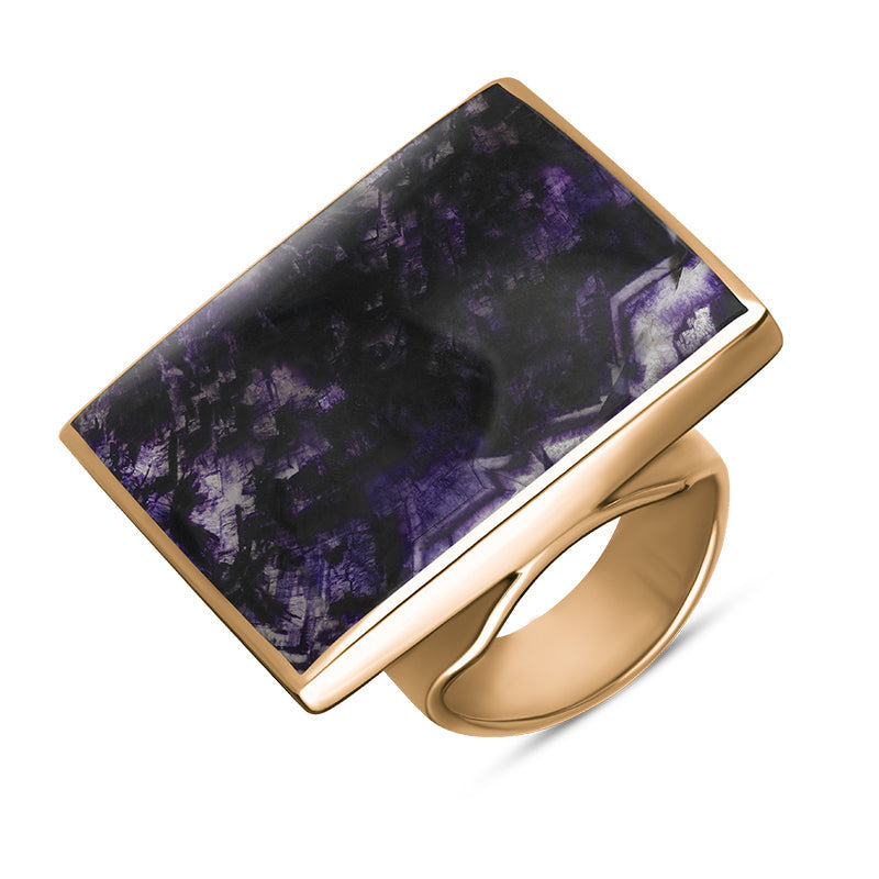 9ct Rose Gold Blue John King's Coronation Hallmark Large Square Ring - X
