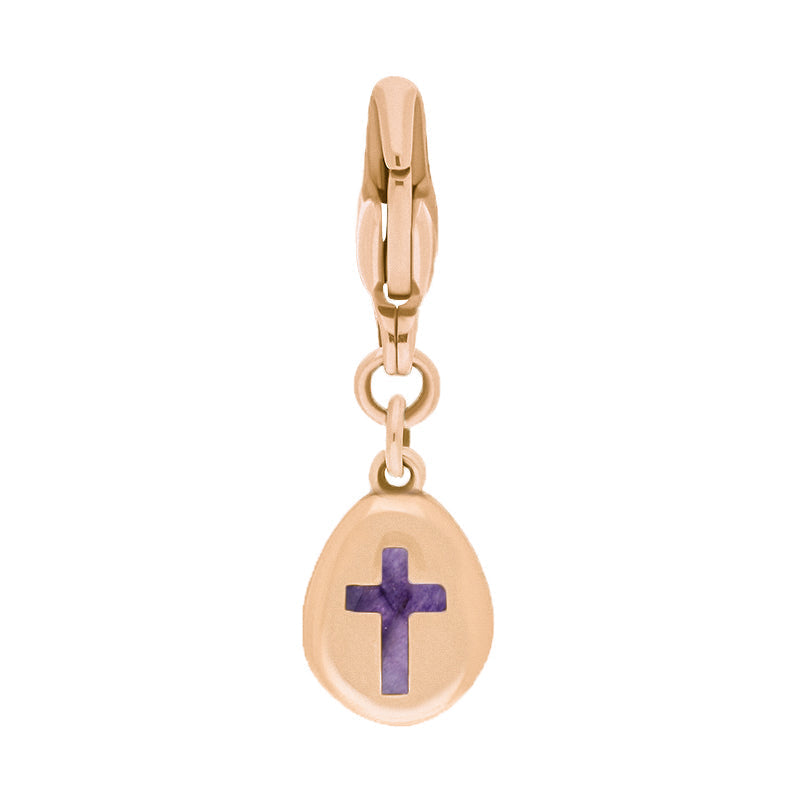 9ct Rose Gold Blue John Pear Shaped Cross Clip Charm - Option1 Value Rose Gold