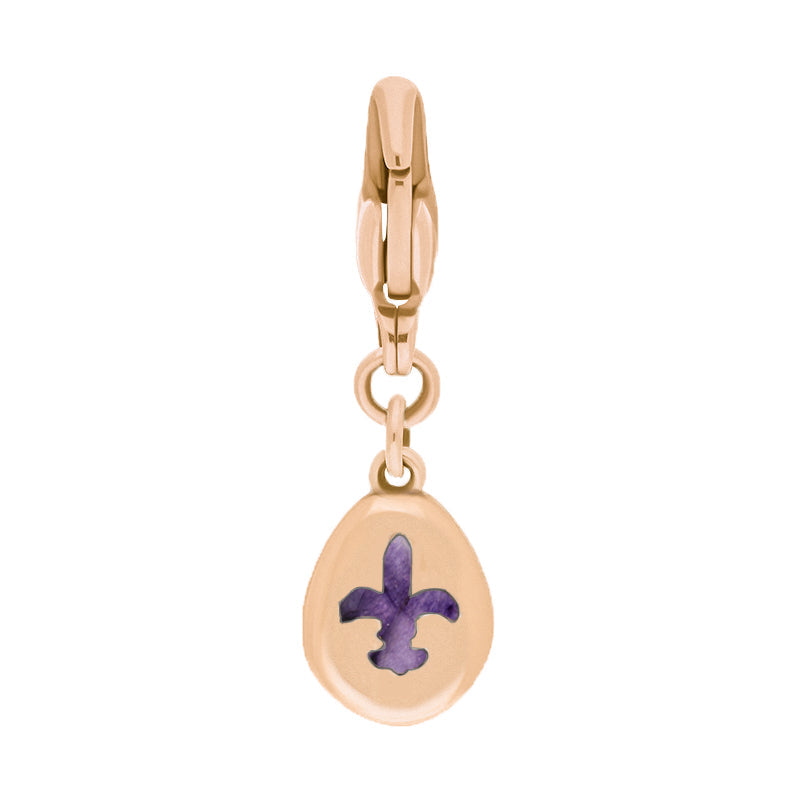 9ct Rose Gold Blue John Pear Shaped Fleur De Lis Clip Charm - Option1 Value Rose Gold