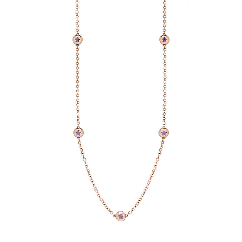 9ct Rose Gold Blue John Star Link Disc Chain Necklace - Option1 Value Rose Gold