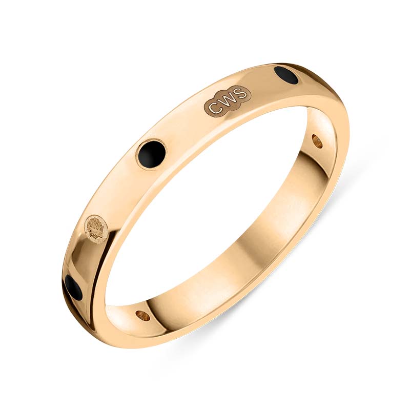 9ct Rose Gold Whitby Jet King's Coronation Hallmark 3mm Ring - R