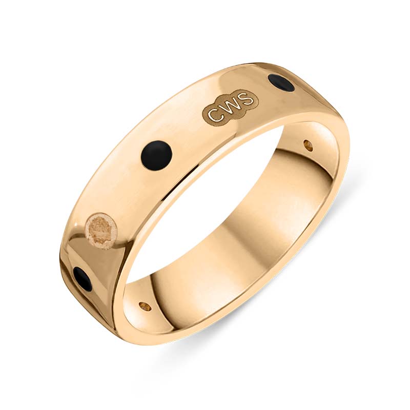 9ct Rose Gold Whitby Jet King's Coronation Hallmark 6mm Ring - Q