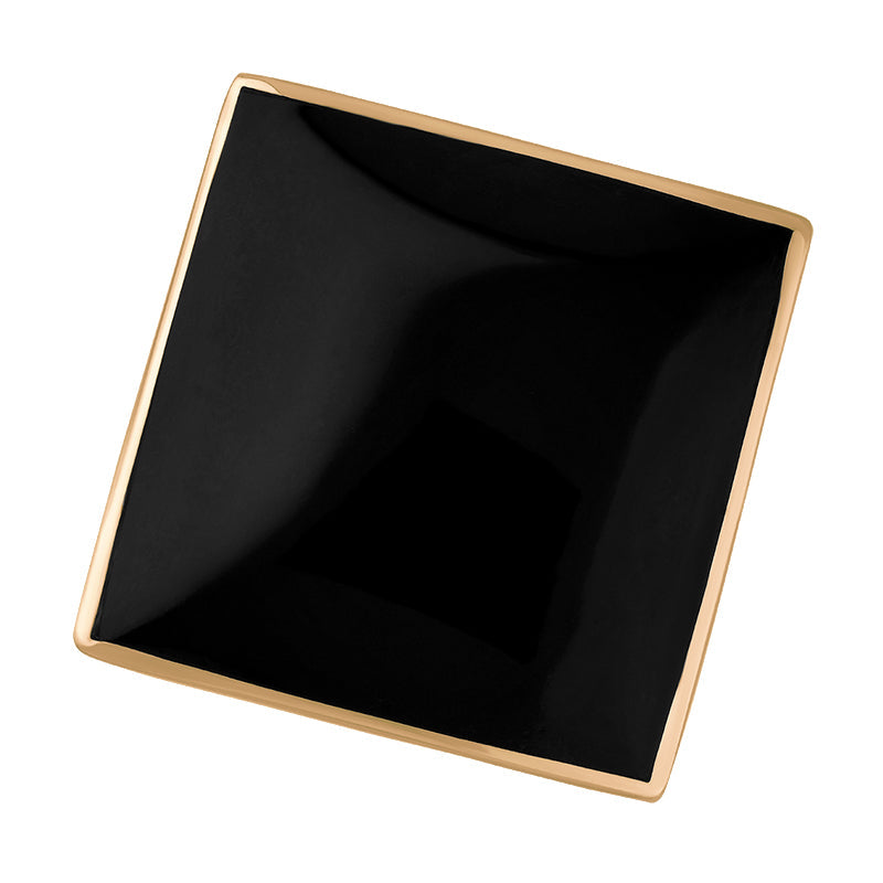 9ct Rose Gold Whitby Jet King's Coronation Hallmark Large Rhombus Ring - M
